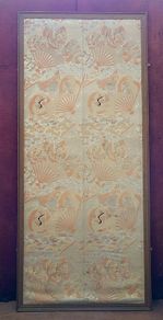 Early 20th C framed silk obi wall panel