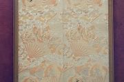 Early 20th C framed silk obi wall panel