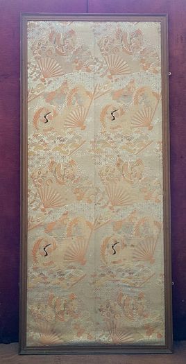 Early 20th C framed silk obi wall panel