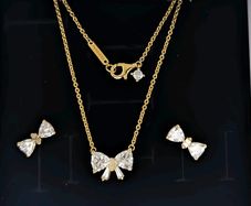 Pandora Gold Sparkling Bow Collier Necklace Brand New