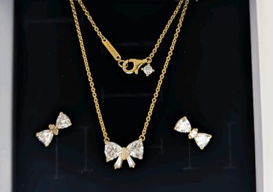 Pandora Gold Sparkling Bow Collier Necklace Brand New