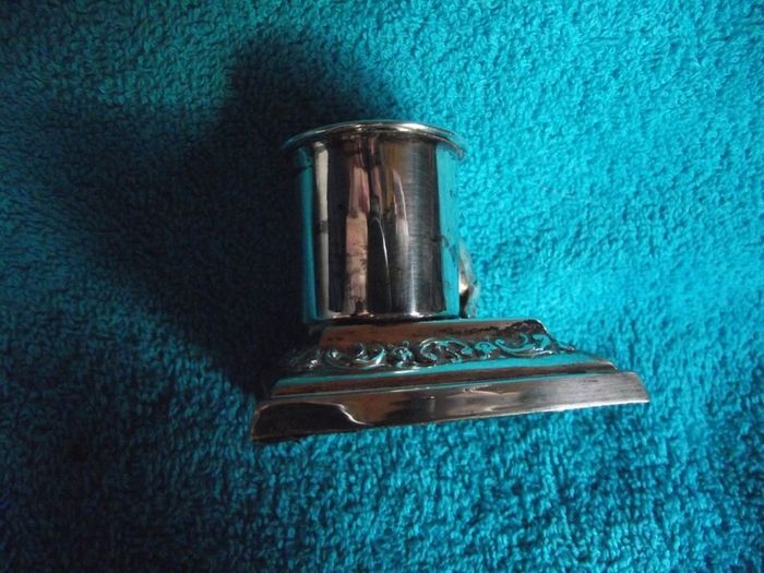 Antique Silver Plate Table Vesta With Pig Striker - Early 1900's
