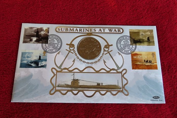 Submarines at War Royal navy first day coin stamp cover 1997 WWII Dollar