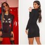 Cat Print Bodycon Dress Image 2