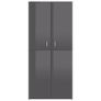 Shoe Cabinet High Gloss Grey 80x39x178 cm Chipboard Image 9