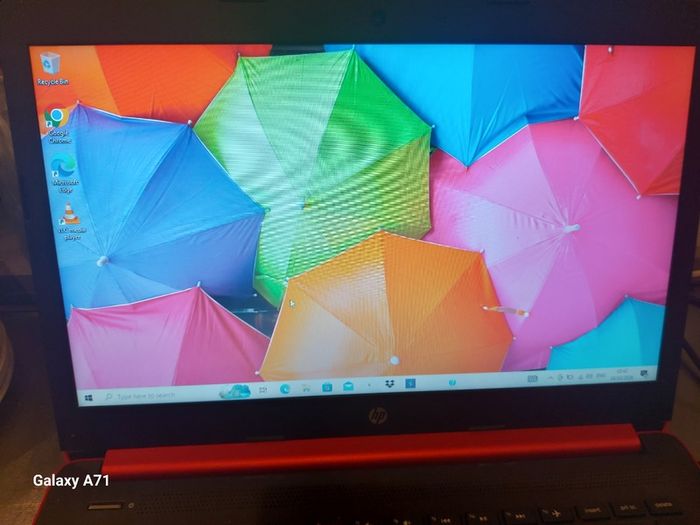 HP Laptop, 14 inch Red, Intel Core i3-7020 CPU 2.3GHz, 4GB Ram, Windows 10, Microsoft Edge, Chrome, and VLC