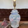 Pretty Oriental Pastel Floral Ginger Jar Lamp Base with Wooden Plinth Base Image 9