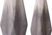 Grey White Vase for Flowers, Set of 2 Modern Ceramic Vases for Pampas Grass, Geometric Decorative Pottery Vase for Home Decor, Living Room, Bedroom, Table, Mantel, 28cm/22cm