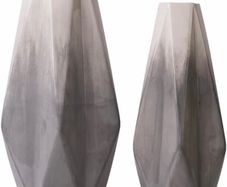 Grey White Vase for Flowers, Set of 2 Modern Ceramic Vases for Pampas Grass, Geometric Decorative Pottery Vase for Home Decor, Living Room, Bedroom, Table, Mantel, 28cm/22cm