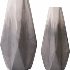 Grey White Vase for Flowers, Set of 2 Modern Ceramic Vases for Pampas Grass, Geometric Decorative Pottery Vase for Home Decor, Living Room, Bedroom, Table, Mantel, 28cm/22cm