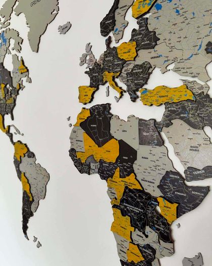 3D Premium Wooden World Map with Country Borders Country Names Capital Names US and Canada Borders and Names World Biggest City Names World Biggest Rivers World Biggest lakes World Main Roads 3D Map Effect
