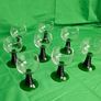Set of eight antique Luminarc France glasses with green, ribbed stems Image 5