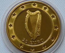 Ireland Rare 25 Euro 1996 Gold Plated Proof Colour Red Squirrel - 400 max mintage