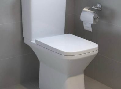Rimless Close Coupled Open Back Toilet with Soft Close Toilet Seat