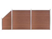 WPC Fence Set 2 Square + 1 Slanted 446x186 cm Brown