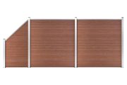 WPC Fence Set 2 Square + 1 Slanted 446x186 cm Brown