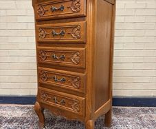 Vintage French Style Carved Oak Tallboy