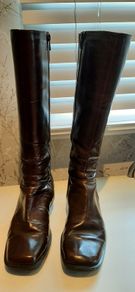 Brown leather boots