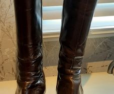 Brown leather boots