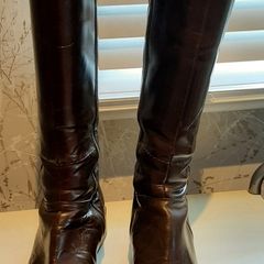 Brown leather boots