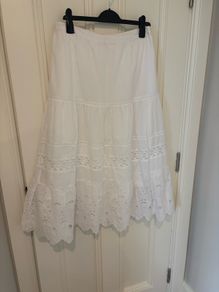 M&S White Cotton Midi Skirt