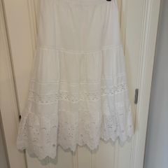 M&S White Cotton Midi Skirt