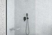 Walk In Matt Black 100x195 glass 7cm glass
