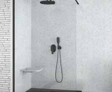Walk In Matt Black 100x195 glass 7cm glass