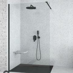 Walk In Matt Black 100x195 glass 7cm glass