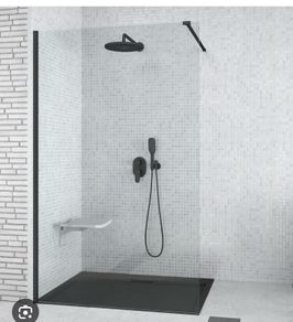 Walk In Matt Black 100x195 glass 7cm glass