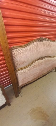 Antique French oak double size bed with two maching chairs in fantastic condition