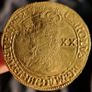1633/4 aUnc Hammered Gold Unite. Irish Harp Mintmark. Image 2