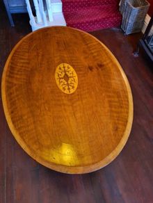 Victorian mahogany veneer and oak tilt top occasional table