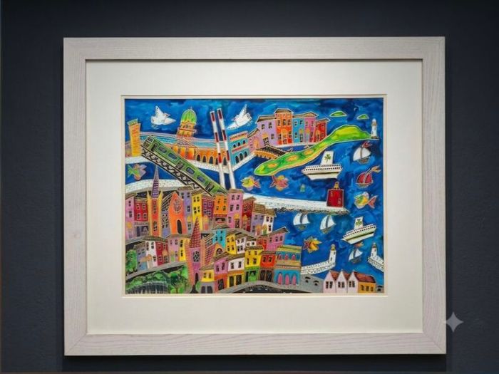 Stunning Large Original signed Painting(2004) of Dublin Bay by Irish Artist Simone Walsh