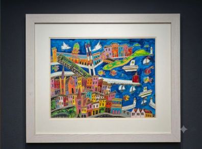 Stunning Large Original signed Painting(2004) of Dublin Bay by Irish Artist Simone Walsh