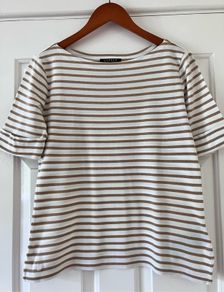 Size 12. white & Gold Striped T shirt by Ralph Lauren