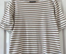 Size 12. white & Gold Striped T shirt by Ralph Lauren