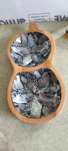 Handcrafted  Wood Bowl Shell Inlays