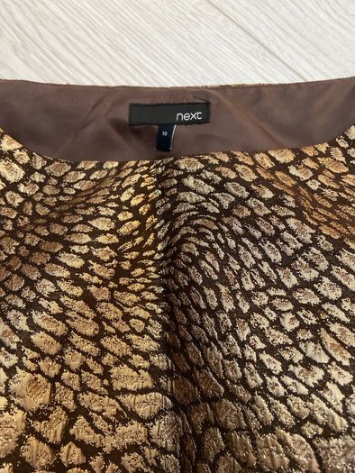 Stunning Next Ladies Gold Animal Print Dress Size 10