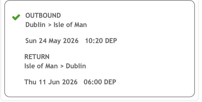 Iom ferry ticket TT '26 Camper