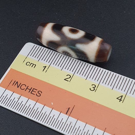 Antique 2 Eyes Himalayan Tibetan Agate Dzi Bead Amulet 29.6mm