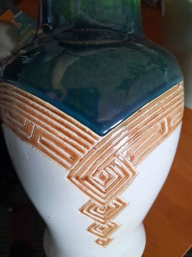 Clay decorative vase, hand painted H32 cm