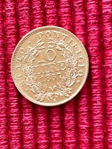 Vatican 1867 10 Lire Gold Coin Papal State Rare
