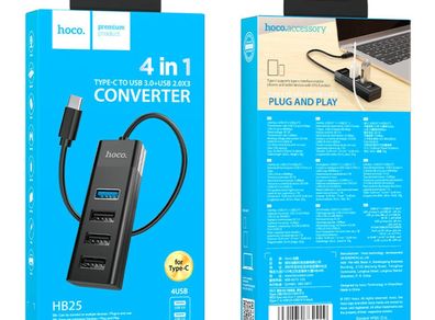 Type C to USB Hub Hoco HB25 Easy Mix (Type-C) 4-in-1 High Speed Converter