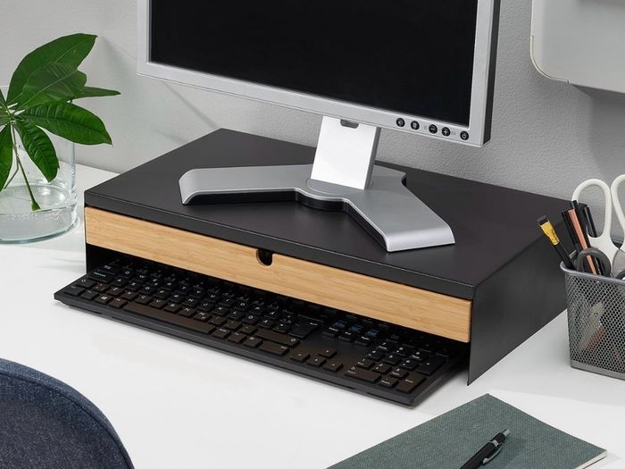 IKEA Eloven Monitor Stand with Bamboo Drawer - Black - 2 items available