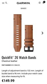 Garmin QuickFit Chestnut Leather band 26mm