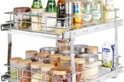2 Tier 41 cm x 53.3 cm Pull Out Cabinet Organizer, Heavy Duty Slide Out Pantry Shelves, Chrome-Plated Steel Roll Out Drawers