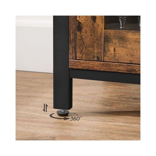 Industrial Storage Cabinet with Glass Doors Rustic Sideboard
