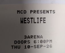 2 x Westlife Tickets 10/09/2026