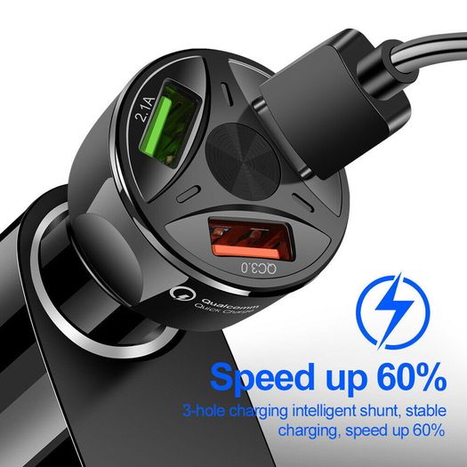 QC 3.0 Car Triple USB Phone Quick Charger 30W (Brand New/Warranty)